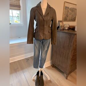 Tahari Chocolate Brown Leather Blazer